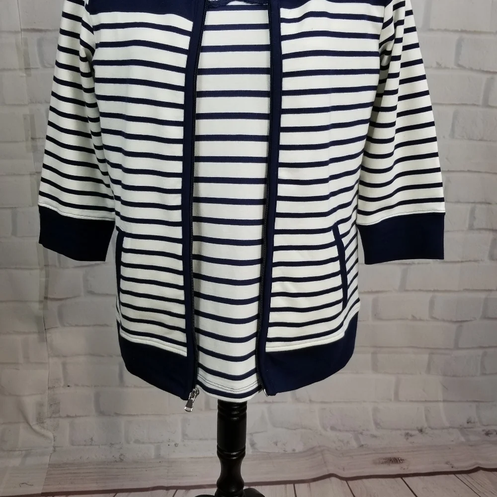 Denim &co jacket set sz xxs stretch knit pockets